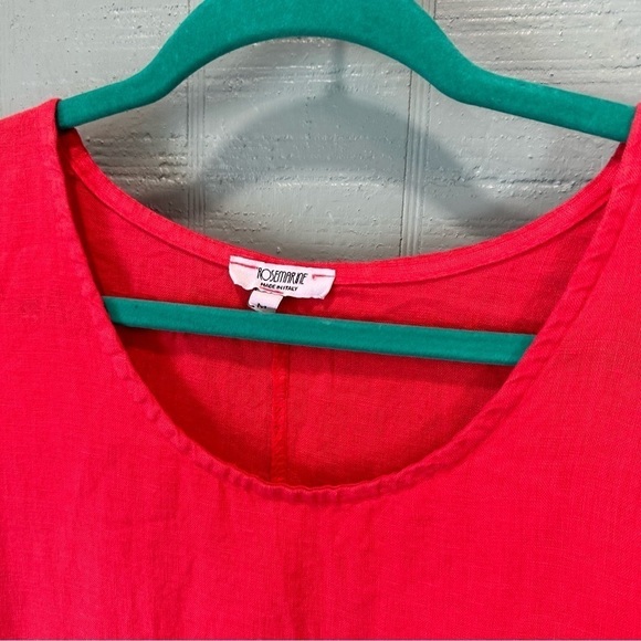 Rosemarine Made In Italy 100% Linen Red Embroidered Eyelet Hem Dress Size Medium - Picture 2 of 6